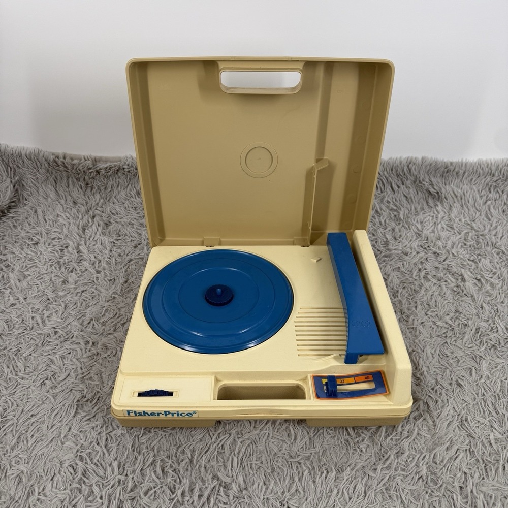 Fisher Price 825 Record Player Phonograph Vintage 1978 Brown Tan Portable 33 45